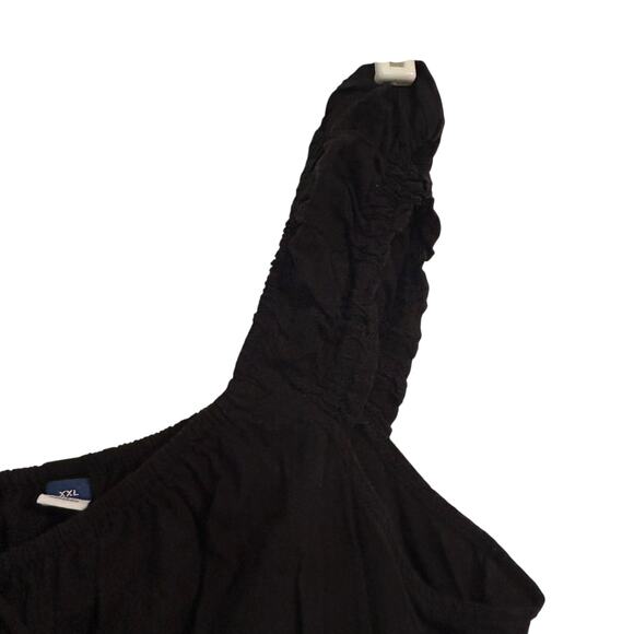 Old Navy Black Dress Top 2X Black Sleeveless Ruched Cinched Waist Blouson Casual - Picture 3 of 8